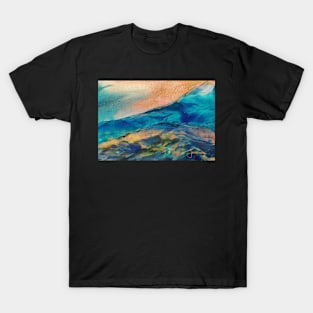 Blue Velvet Sunset Abstract Mountainscape T-Shirt